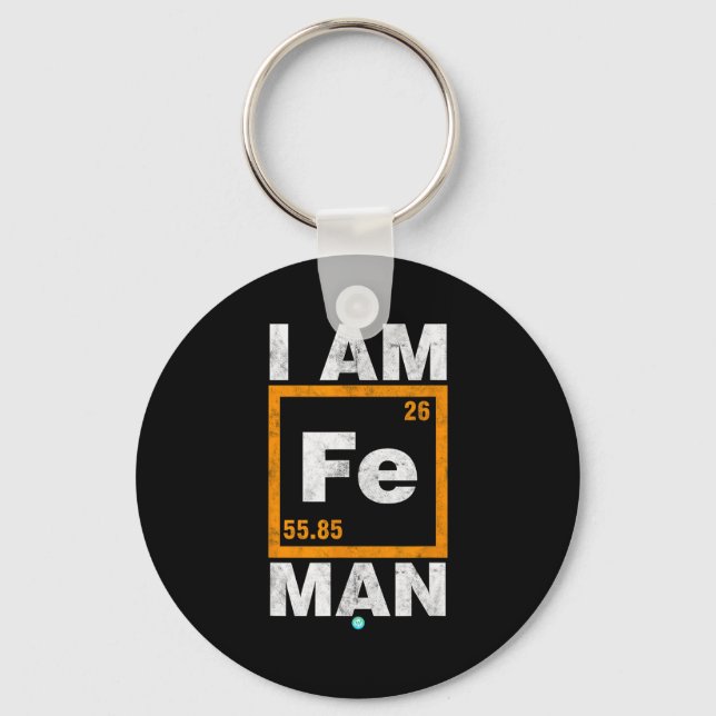 Chaveiro Iron (fe) Man Funny Periodic Elemen Gift  (Frente)