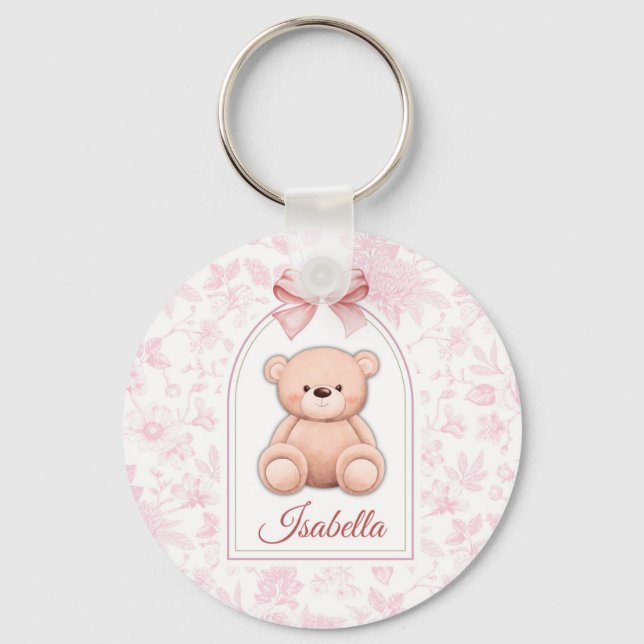 Chaveiro Isabella | Design de Enfermeiro de Urso Rosa Perso (Frente)