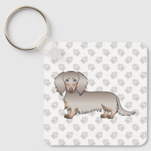 Chaveiro Isabella E Tan Long Hair Dachshund Cartoon Dog