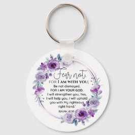 Chaveiro Isaiah 41:10 Medo não Escritura Floral Roxa