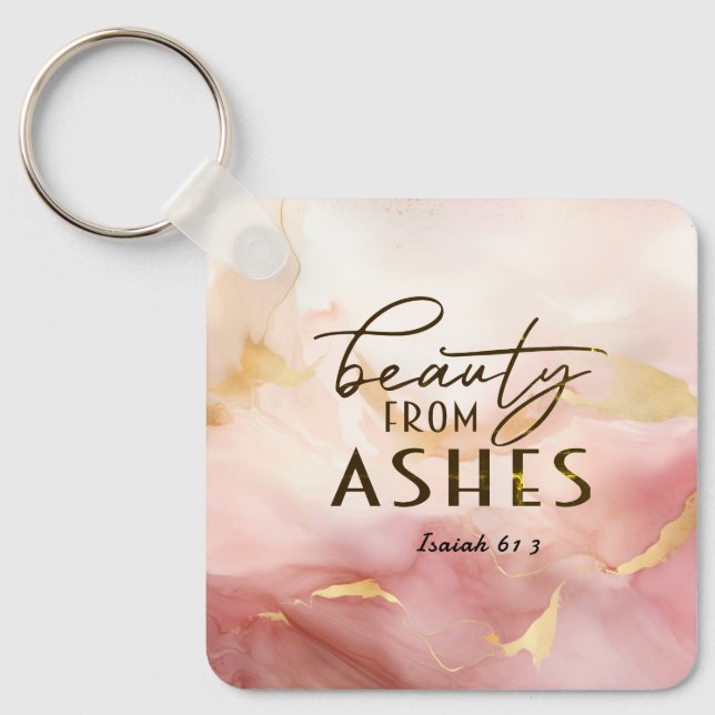 Chaveiro Isaiah 61 3 Beleza da Bíblia Ashes Verse Pink (Frente)