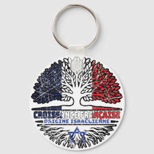 Chaveiro Israel Israel, França, França, Árvore Raiz Bandeir