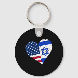 Chaveiro Israel Usa Camisa do Coração Envelhecida Bandeira 
