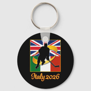 Chaveiro Itália 2026 Hóquei no Gelo Reino Unido Bandeira da