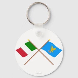 Chaveiro Italia e bandeiras cruzadas Friuli-Venezia Giulia