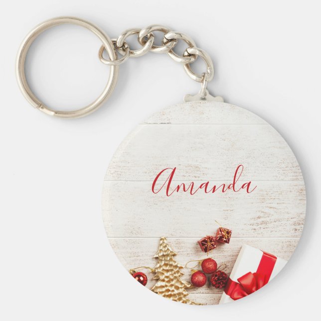 Chaveiro Itens de Natal em um Conselho Russo de Madeira (Frente)