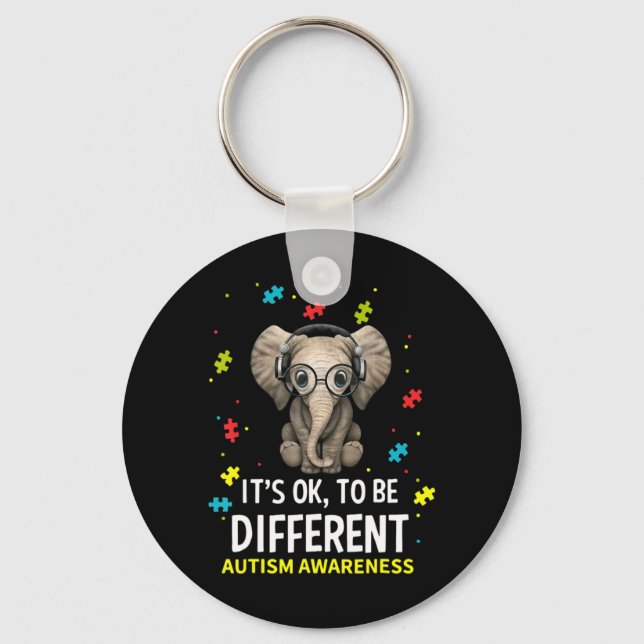 Chaveiro It's ok to be different elephant autism awareness  (Frente)