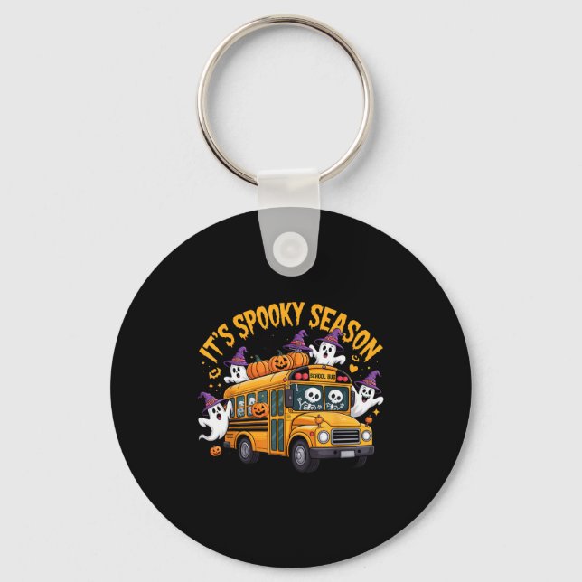 Chaveiro It's Soky Season Funny Teacher Halloween School Bu (Frente)