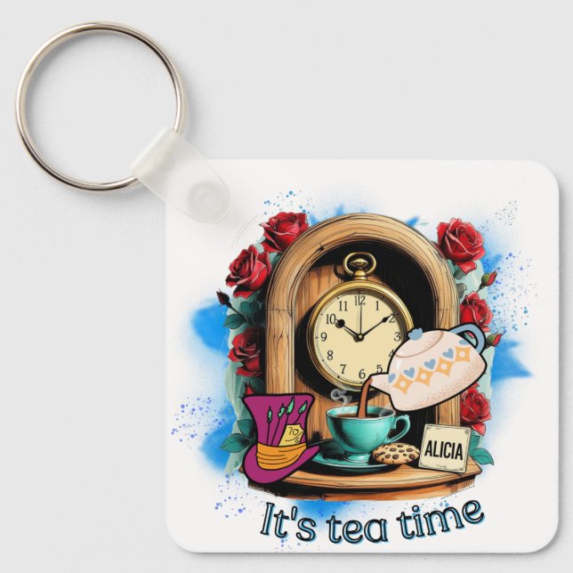 Chaveiro "It's Tea Time"– Alice in Wonderland Inspired (Frente)