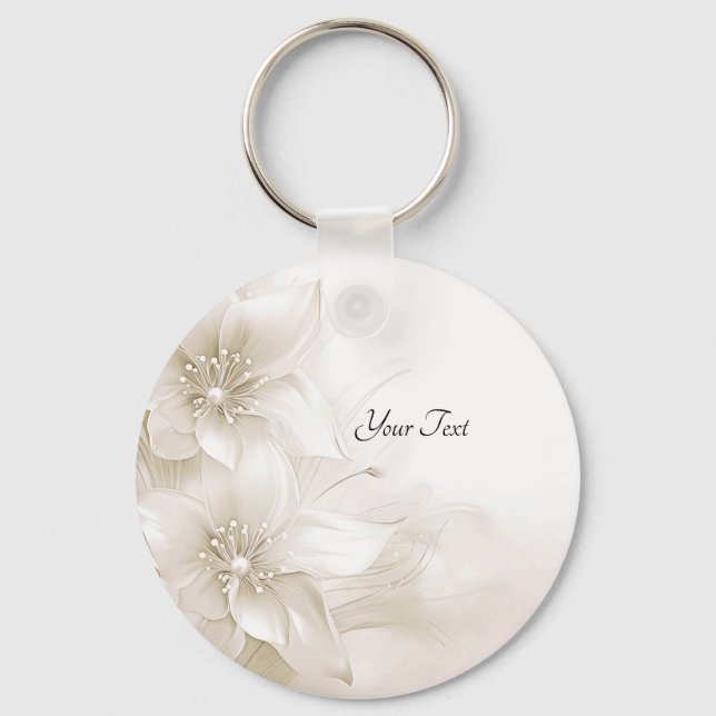 Chaveiro Ivory White Flowers Keychain (Frente)
