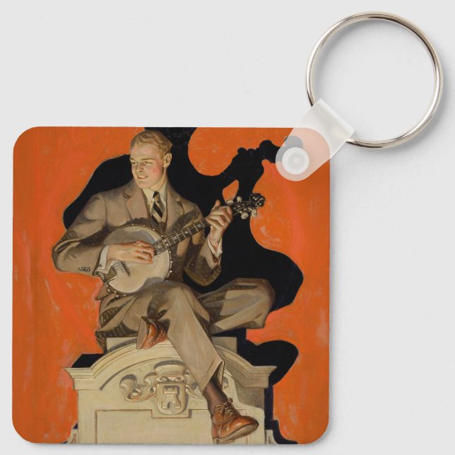 Chaveiro J.C. Leyendecker Banjo Player 1920 Art Deco Art (Verso)