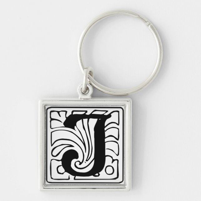 Chaveiro J Monogramm schwarz weiß Schlüsselanhänger (Frente)