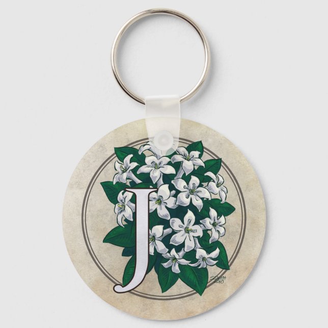 Chaveiro J para Jasmine Flower Monograma (Frente)
