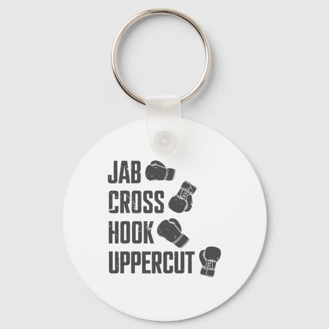 Chaveiro Jab Cross Hook Uppercut Treinamento de Boxe Engraç (Frente)