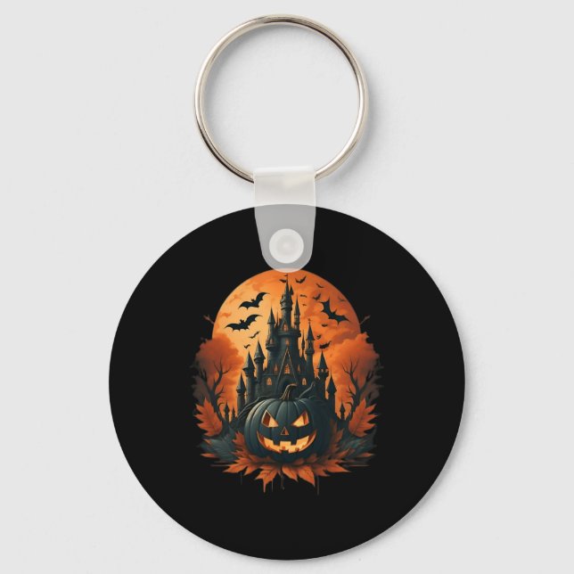 Chaveiro Jack O' Lantern Face Halloween Pumpkin Spooky (Frente)