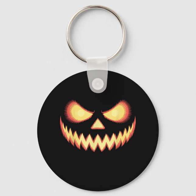 Chaveiro Jack O Lanterna Assustado Pumpkin Esculpido No Dia (Frente)