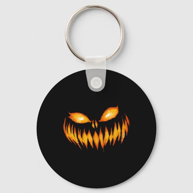 Chaveiro Jack O Lanterna Assustado Pumpkin Esculpido No Dia (Frente)