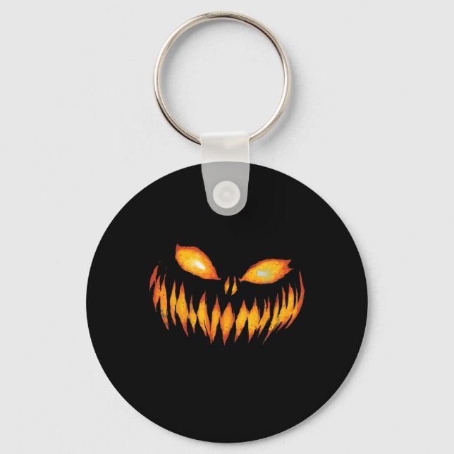 Chaveiro Jack O Lanterna Assustado Pumpkin Esculpido No Dia (Frente)