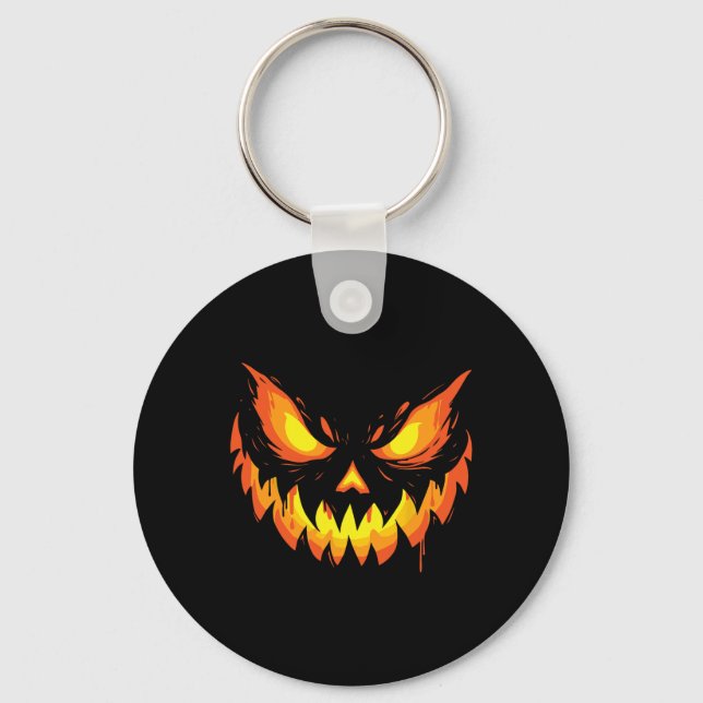 Chaveiro Jack O Lanterna Assustado Pumpkin Esculpido No Dia (Frente)