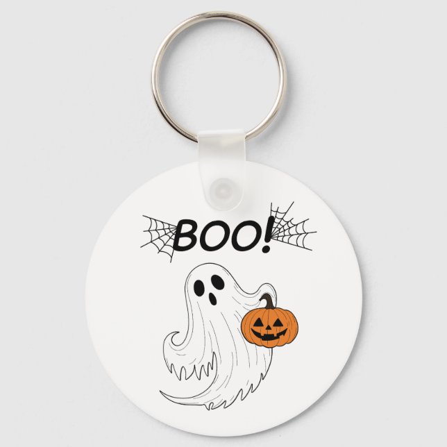 Chaveiro Jack-o-lanterna e um fantasma branco Boo Halloween (Frente)
