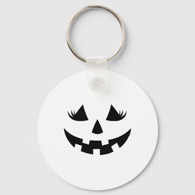Chaveiro Jack O Lanterna Face Pumpkin Eyelashes Halloween W (Frente)