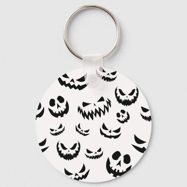 Chaveiro Jack O Lanterna Pumpkin Rosto Preto e Branco (Frente)