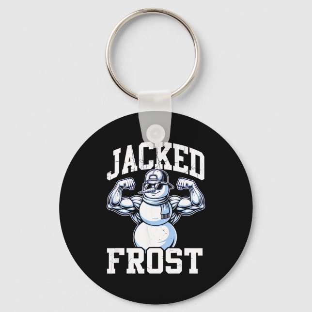 Chaveiro Jacked Frost Muscular Snowman Vintage Gym  (Frente)