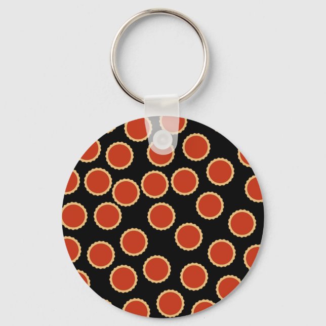 Chaveiro Jam Tart Pattern. Morango Vermelho. Tortas. (Frente)