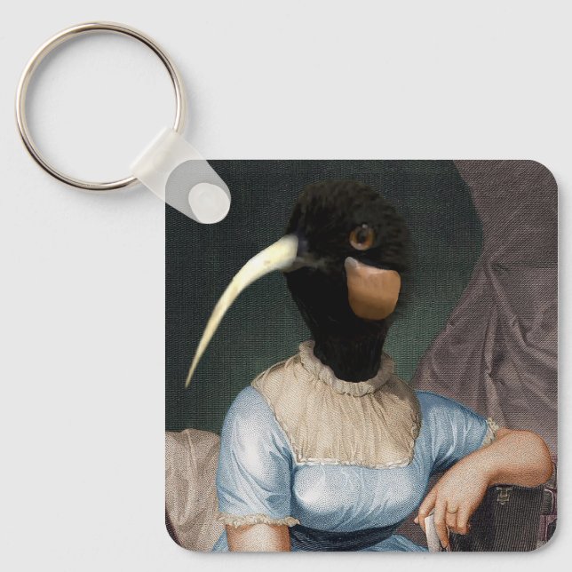 Chaveiro Jane Austen com cabeça de pássaro (Frente)