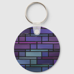 Chaveiro Janela roxa, azul, e da cerceta de vitral