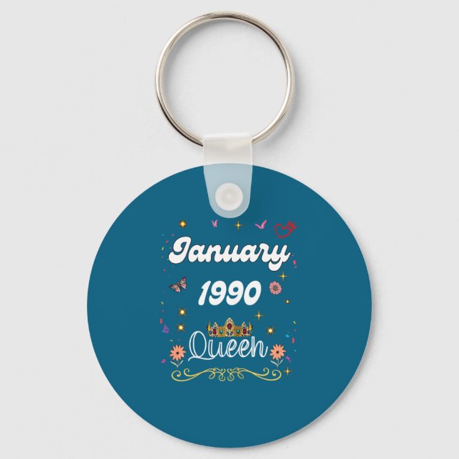 Chaveiro January 1990 Queen Since January 1990 Birthday Gir (Frente)