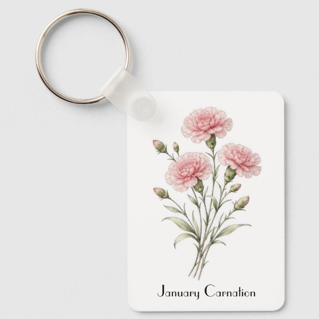 Chaveiro January Carnation Flowers  (Frente)