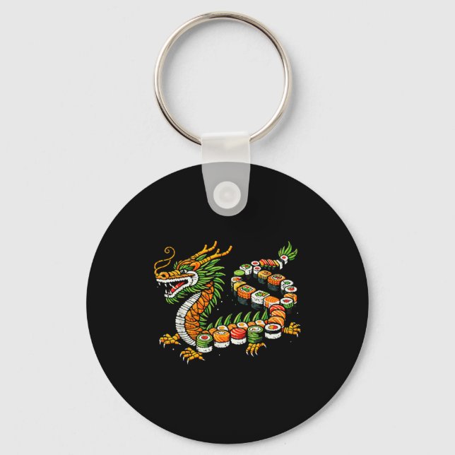 Chaveiro Japanese Dragon Sushi Funny Japanese Food Art Men  (Frente)