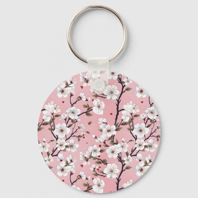 Chaveiro Japanese Pink Cherry Blossom Sakura Floral Spring  (Frente)