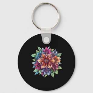 Chaveiro Jardim Colorido de Lótus Mandala Fantasia em Flor