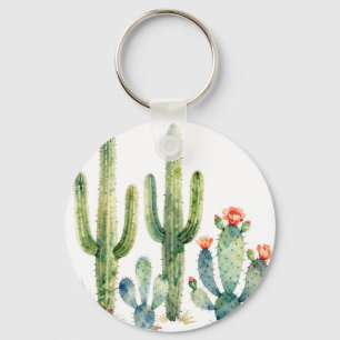 Chaveiro Jardim de Cactus do Deserto em Aquarela