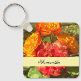 Chaveiro Jardim De Flor Laranja E Vermelho