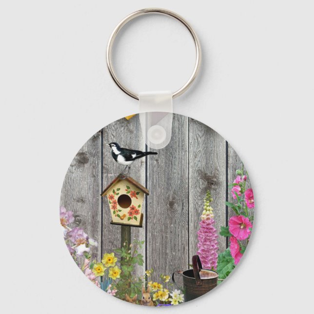 Chaveiro Jardim de Flores de Birdhouse (Frente)