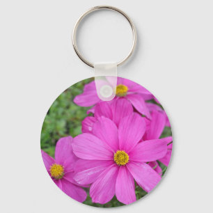 Chaveiro Jardim de flores de cosmos cor-de-rosa