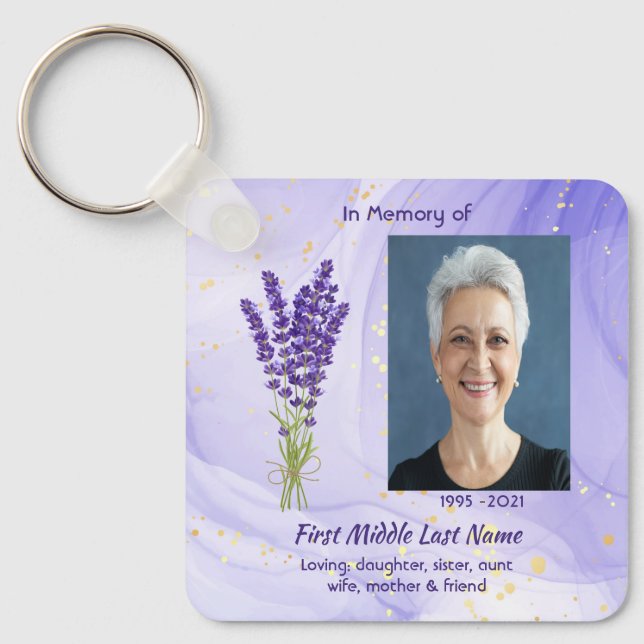 Chaveiro Jardim de Flores de Lavanda de Lembrança Cristã (Frente)