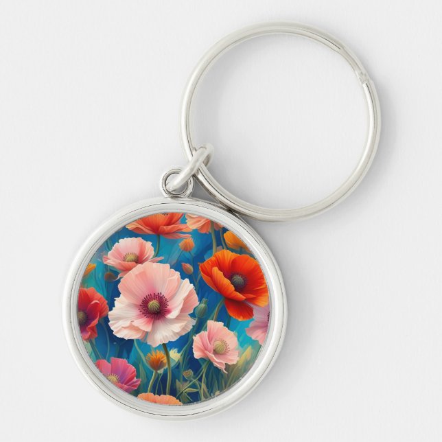 Chaveiro Jardim de Flores de Papoula Multicoloridas-47569 (Frente)