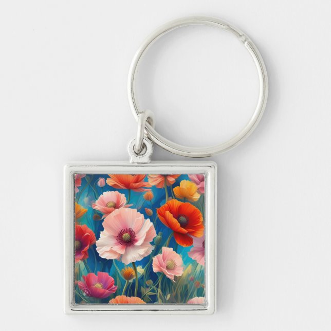Chaveiro Jardim de Flores Papoula Multicolorida-47569 (Frente)