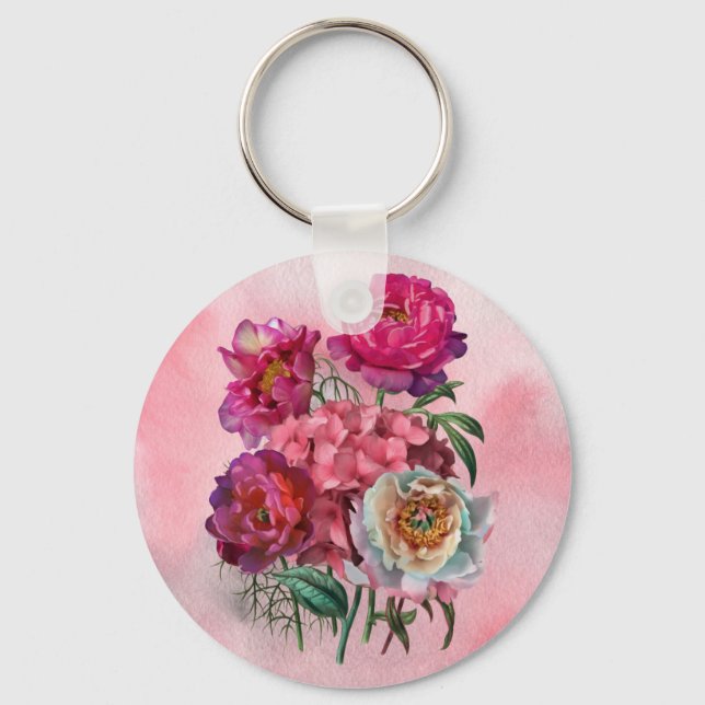 Chaveiro Jardim de flores românticas (Frente)