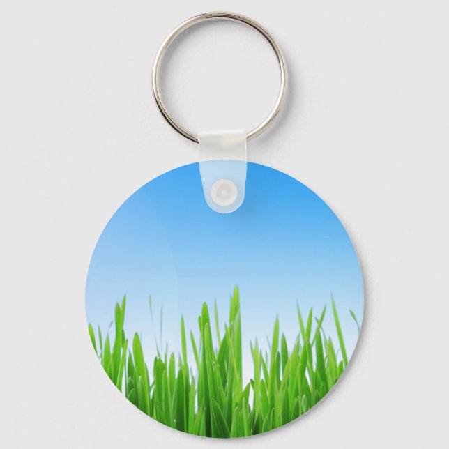 Chaveiro Jardim de Relva Verde com Desenho de Céu Azul (Frente)