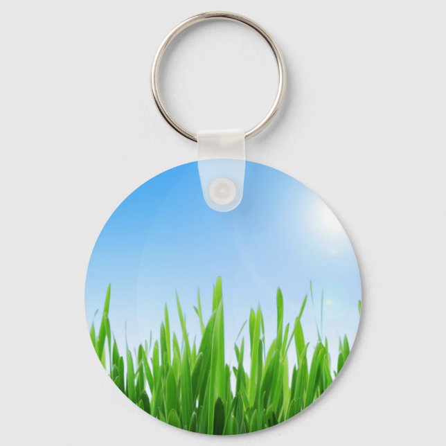 Chaveiro Jardim de Relva Verde com Desenho de Céu Azul (Frente)