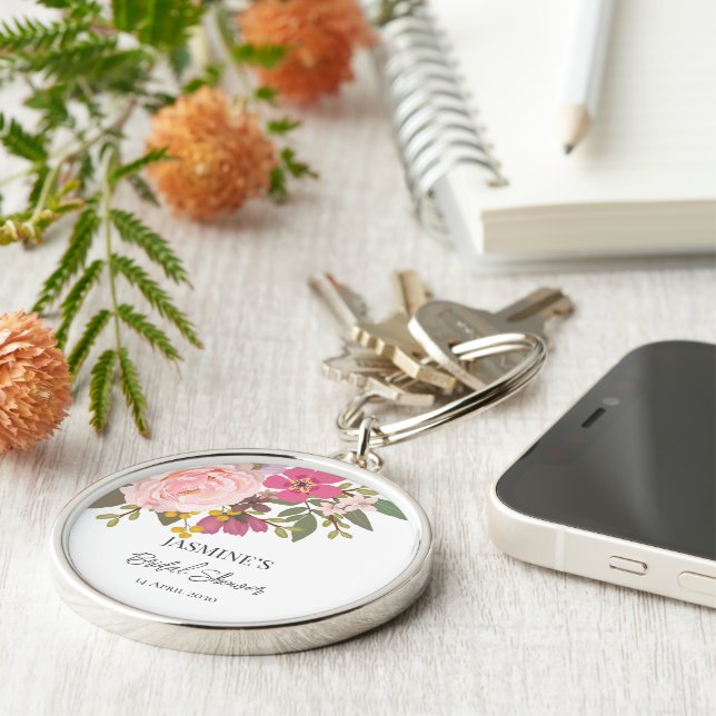 Chaveiro Jardim Floral Rosa no Chuveiro de Noiva Primavera (Lateral)