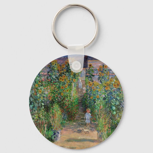 Chaveiro Jardim Monet Vetheuil Pintura Impressionista de Fl (Frente)