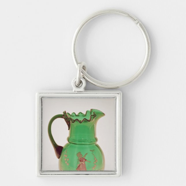 Chaveiro Jarro verde de Mary Gregory com esmalte ateado (Frente)