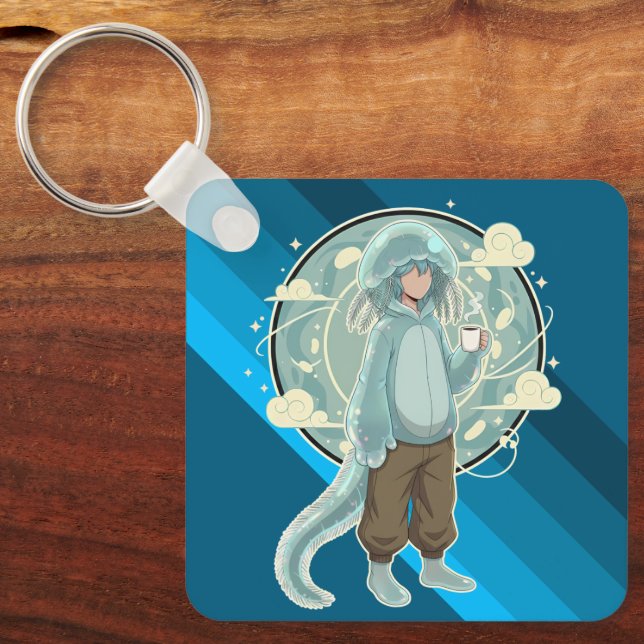 Chaveiro Jellyfish Boy Anime Coffee Art (Frente)