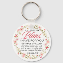 Chaveiro Jeremiah, 29:11 Flores Rosa, Bíblia Verso